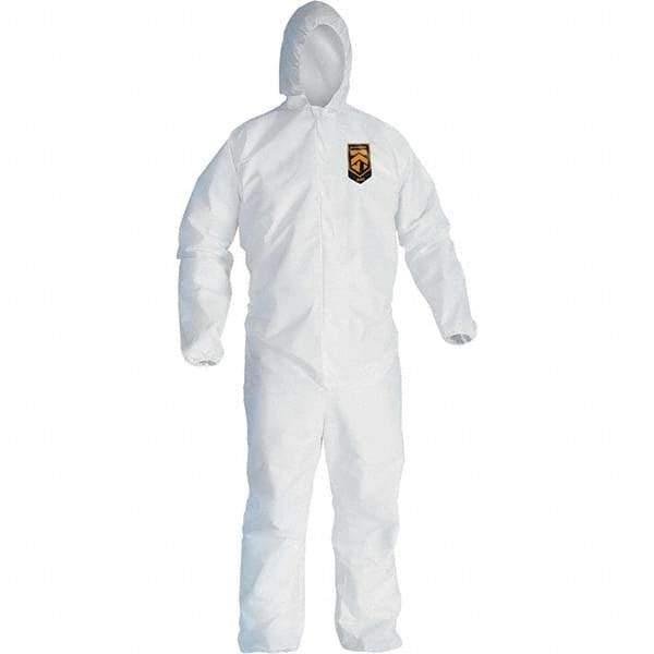 KleenGuard - Size 3XL Film Laminate General Purpose Coveralls - White, Zipper Closure, Elastic Cuffs, Elastic Ankles, Serged Seams - Makers Industrial Supply