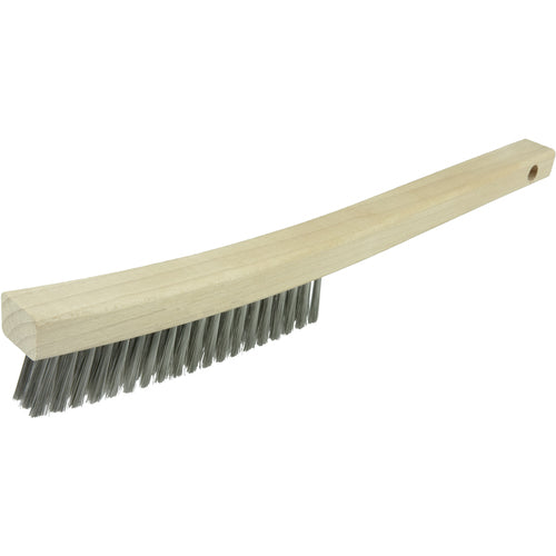 Plater's Brush, Stainless Steel Fill, 3 × 19 Rows, Curved Handle - Makers Industrial Supply