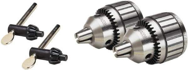 Jacobs - JT3, 1/8 to 5/8" Capacity, Tapered Mount Drill Chuck - Keyed, 2-5/8" Sleeve Diam, 3-1/4" Open Length - Exact Industrial Supply