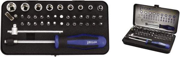 VEGA Industries - 39 Piece, 1/4" Drive Screwdriver Bit Set - #1 to #3 Phillips, 5/64 to 1/4" Hex, T10 to T40 Torx, #1 to #3 Square Recess - Makers Industrial Supply