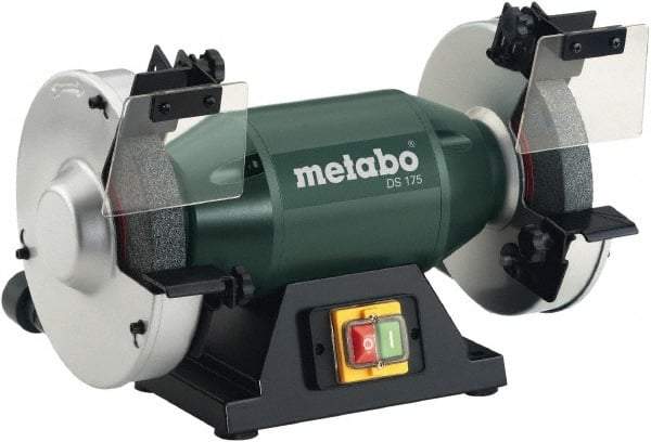 Metabo - 7" Wheel Diam x 1" Wheel Width, 1 hp Bench Grinder - 1" Arbor Hole Diam, 1 Phase, 3,570 Max RPM, 120 Volts - Makers Industrial Supply