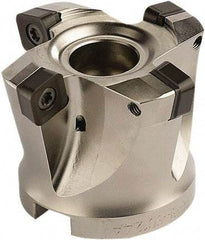 Seco - 6 Inserts, 4.9213" Cutter Diam, 0.0787" Max Depth of Cut, Indexable High-Feed Face Mill - 1.5748" Arbor Hole Diam, 0.6457" Keyway Width, 2.4803" High, SCE.. 1206.. Inserts - Makers Industrial Supply