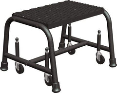 Ballymore - 12" 1 Step Ladder - Rolling Safety Ladder, 450 Lb Capacity, 12" Platform Height, 26" Base Width x 16" Base Depth, Perforated Tread - Makers Industrial Supply