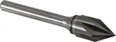 Keo - 1/2" Head Diam, 1/4" Shank Diam, 6 Flute 60° Solid Carbide Countersink - Bright Finish, 2-5/8" OAL, Single End - Makers Industrial Supply