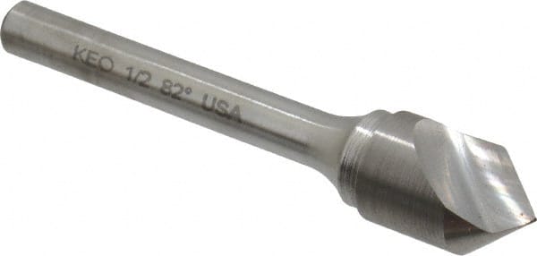 Keo - 1/2" Head Diam, 1/4" Shank Diam, 1 Flute 82° Solid Carbide Countersink - Makers Industrial Supply