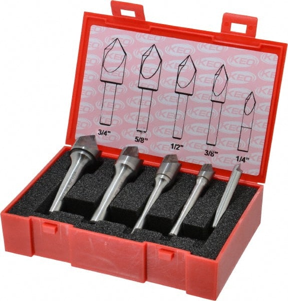 Keo - 5 Piece, 1/4 to 3/4" Head Diam, 82° Included Angle, Single End Countersink Set - Makers Industrial Supply