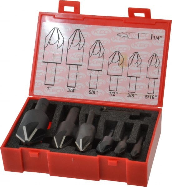 Keo - 7 Piece, 1/4 to 1" Head Diam, 82° Included Angle, Single End Countersink Set - Makers Industrial Supply