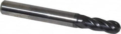 OSG - 9/32" Diam, 3/4" LOC, 4 Flute Solid Carbide Ball End Mill - TiAlN Finish, Single End, 2-1/2" OAL, 5/16" Shank Diam, Spiral Flute - Makers Industrial Supply