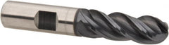 OSG - 5/16" Diam, 3/4" LOC, 4 Flute Solid Carbide Ball End Mill - TiAlN Finish, Single End, 2-1/2" OAL, 5/16" Shank Diam, Spiral Flute - Makers Industrial Supply