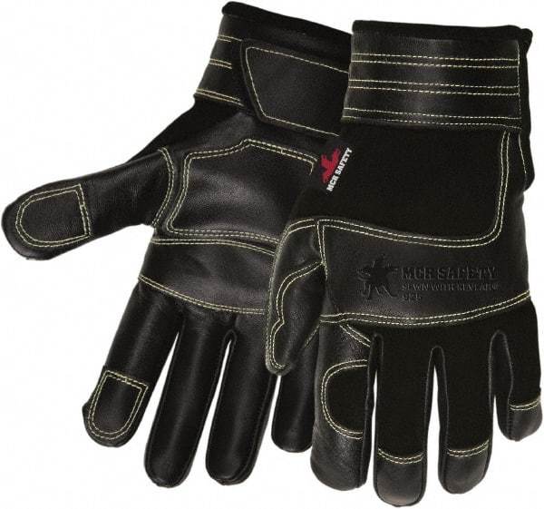 MCR Safety - Size M Cowhide General Protection Work Gloves - For Work & Driver, Uncoated, Adjustable Closure Cuff, Black, Paired - Makers Industrial Supply