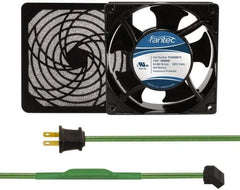 Made in USA - 115 Volts, AC, 80 CFM, Square Tube Axial Fan Kit - 0.18 Amp Rating, 120mm High x 120mm Wide x 38.5mm Deep, Includes Fan, Fan Filter, Thermostatically Controlled Fan Cord - Makers Industrial Supply