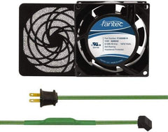 Made in USA - 115 Volts, AC, 31 CFM, Square Tube Axial Fan Kit - 0.18 Amp Rating, 3.15" High x 3" Wide x 38.5mm Deep, Includes Fan, Fan Filter, Thermostatically Controlled Fan Cord - Makers Industrial Supply