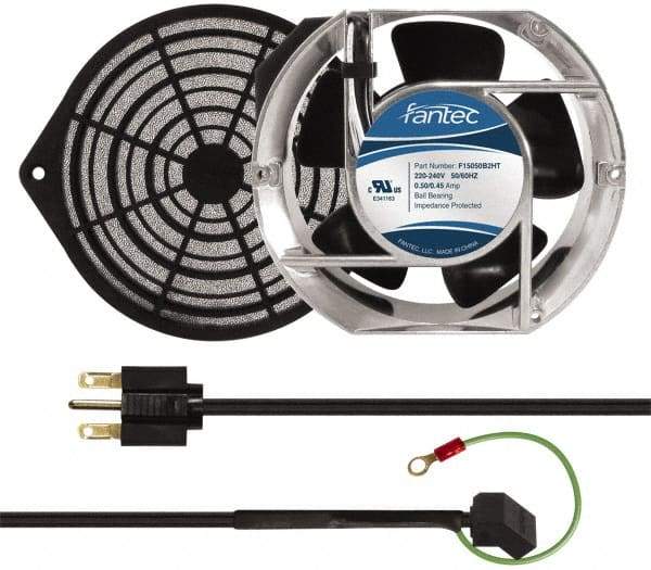 Made in USA - 230 Volts, AC, 240 CFM, Oval Tube Axial Fan Kit - 0.12/0.16 Amp Rating, 151mm High x 172mm Wide x 51mm Deep, Includes Fan, Fan Filter, Fan Cord - Makers Industrial Supply