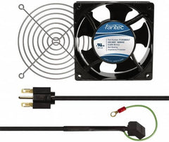 Made in USA - 230 Volts, AC, 103 CFM, Square Tube Axial Fan Kit - 0.12 Amp Rating, 120mm High x 120mm Wide x 38.5mm Deep, Includes Fan, Fan Filter, Fan Cord - Makers Industrial Supply