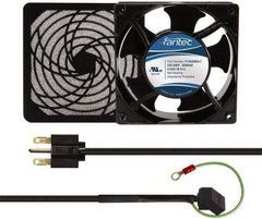 Made in USA - 230 Volts, AC, 80 CFM, Square Tube Axial Fan Kit - 0.07/0.06 Amp Rating, 120mm High x 120mm Wide x 38.5mm Deep, Includes Fan, Fan Guard, Fan Cord - Makers Industrial Supply