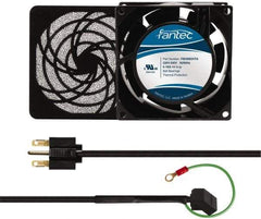 Made in USA - 230 Volts, AC, 32 CFM, Square Tube Axial Fan Kit - 0.06/0.05 Amp Rating, 3.15" High x 3" Wide x 38.5mm Deep, Includes Fan, Fan Guard, Fan Cord - Makers Industrial Supply