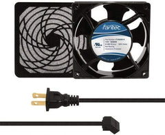 Made in USA - 115 Volts, AC, 103 CFM, Square Tube Axial Fan Kit - 0.26 Amp Rating, 120mm High x 120mm Wide x 38.5mm Deep, Includes Fan, Fan Filter, Fan Cord - Makers Industrial Supply