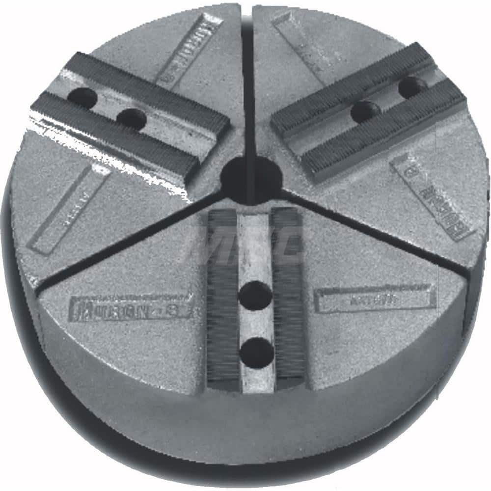 Huron Machine Products - Soft Lathe Chuck Jaws; Jaw Type: Round ; Material: Cast Iron ; Jaw Interface Type: 1.5mm x 60? Serrated ; Maximum Compatible Chuck Diameter (Inch): 12 ; Minimum Compatible Chuck Diameter (Inch): 1 ; Overall Height (Inch): 2-1/2 - Exact Industrial Supply