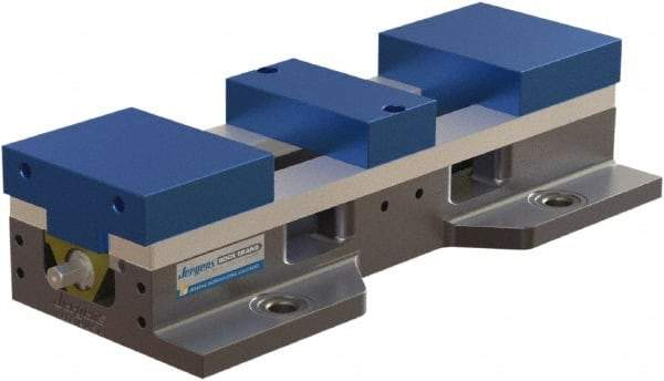 Jergens - 6" Jaw Width, 17-1/2" Max Jaw Opening, Manual Self Centering Vise - 10,100 Max Operating psi, 3-3/4" Stroke Length, 21" OAL x 8" OAW x 4" OAH - Makers Industrial Supply