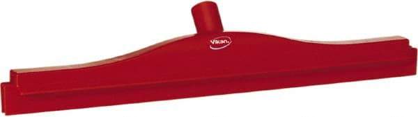 Vikan - 20" Rubber Blade Floor Squeegee - Double Edge, Red, Plastic Holder - Makers Industrial Supply