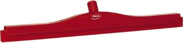 Vikan - 24" Rubber Blade Floor Squeegee - Double Edge, Red, Plastic Holder - Makers Industrial Supply