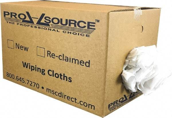 PRO-SOURCE - Cotton Reclaimed Rags - White, Sheeting, Lint Free, 25 Lbs. at 3 to 5 per Pound, Box - Makers Industrial Supply