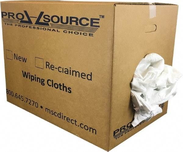 PRO-SOURCE - Cotton Reclaimed Rags - White, Sheeting, Lint Free, 50 Lbs. at 3 to 5 per Pound, Box - Makers Industrial Supply