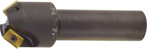 Kyocera - 55° Lead Angle, 2.014" Max Cut Diam, 0.327" Max Depth of Cut, Indexable Chamfer & Angle End Mill - 2 Inserts, XPMT 15T3.. Insert Style, 3.15" OAL, Straight Shank - Makers Industrial Supply