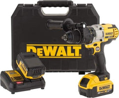 DeWALT - 20 Volt 1/2" Chuck Mid-Handle Cordless Drill - 0-575 & 0-1350 & 0-2000 RPM, Single-Sleeve Ratcheting Chuck, Reversible, 2 Lithium-Ion Batteries Included - Makers Industrial Supply