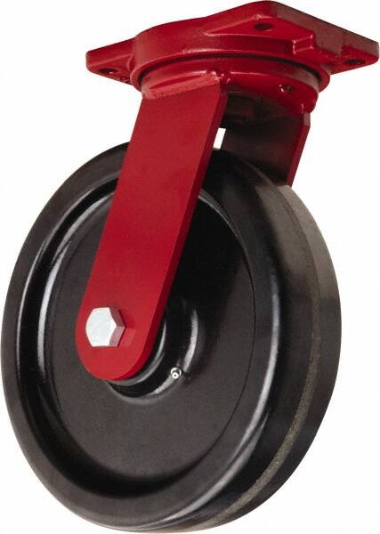 Hamilton - 12" Diam x 3" Wide x 14-1/2" OAH Top Plate Mount Swivel Caster - Phenolic, 3,500 Lb Capacity, Straight Roller Bearing, 6-1/8 x 7-1/2" Plate - Makers Industrial Supply