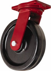 Hamilton - 12" Diam x 3" Wide x 14-1/2" OAH Top Plate Mount Swivel Caster - Phenolic, 3,500 Lb Capacity, Straight Roller Bearing, 6-1/8 x 7-1/2" Plate - Makers Industrial Supply