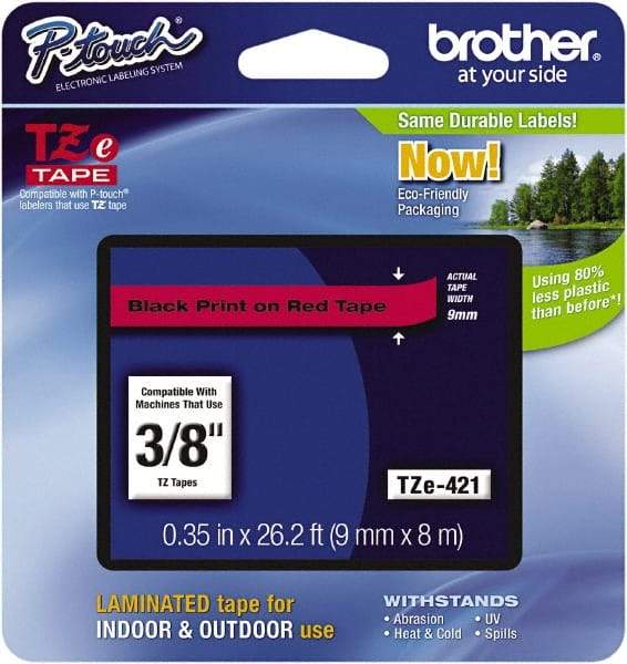 Brother - 3/8" Wide, Red Tape Cassette - For Label Maker - Makers Industrial Supply