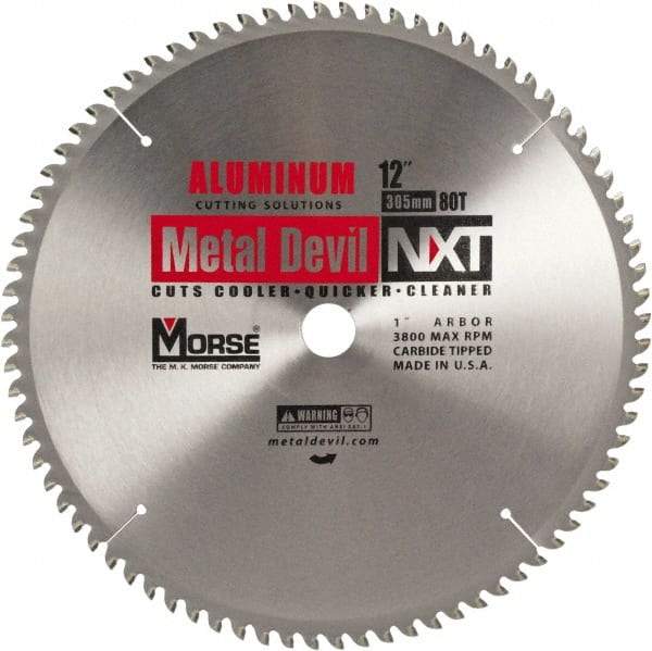 M.K. MORSE - 12" Diam, 1" Arbor Hole Diam, 80 Tooth Wet & Dry Cut Saw Blade - Steel, Standard Round Arbor - Makers Industrial Supply