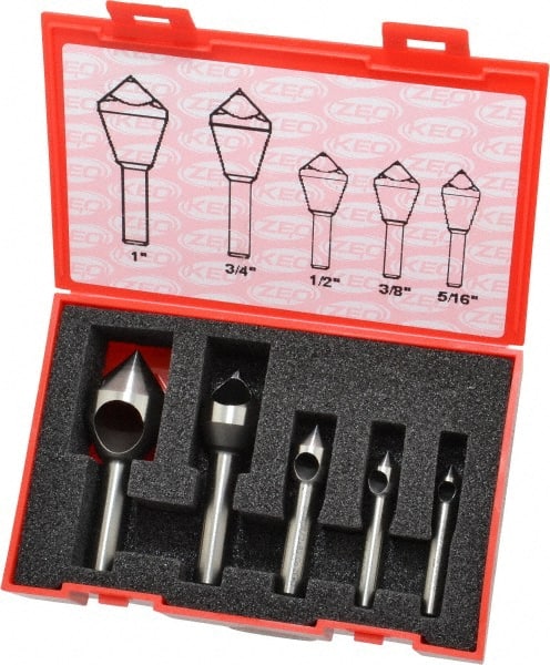 Keo - 5 Piece, 5/16 to 1" Head Diam, 82° Included Angle, Single End Countersink Set - Makers Industrial Supply