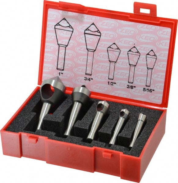 Keo - 5 Piece, 5/16 to 1" Head Diam, 90° Included Angle, Single End Countersink Set - Makers Industrial Supply