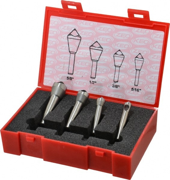 Keo - 4 Piece, 5/16 to 5/8" Head Diam, 100° Included Angle, Single End Countersink Set - Makers Industrial Supply