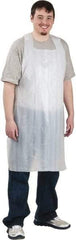 PRO-SAFE - 28" Wide x 46" Long x 1 mil Thick Coat Apron - Polyethylene, White, Waterproof - Makers Industrial Supply