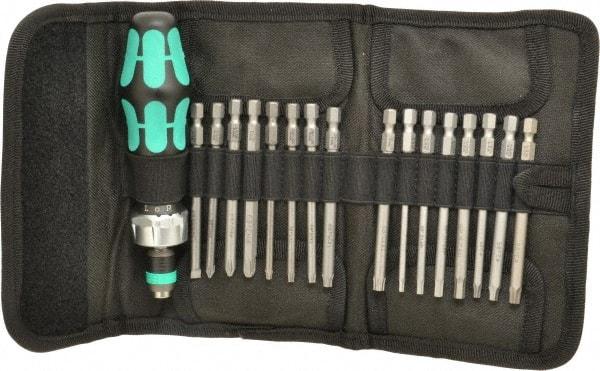 Wera - 17 Piece, Screwdriver Bit and Socket Set - #1, #2 & #3 Phillips - Makers Industrial Supply