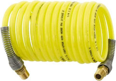 Parker - 3/16" ID, 1/4 Thread, 50' Long, Yellow Nylon Coiled & Self Storing Hose - 225 Max psi, Male Rigid x Male Swivel - Makers Industrial Supply