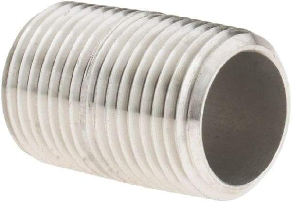 Value Collection - 3/8" Pipe x 1" Long, Grade 304/304L Stainless Steel Pipe Nipple - Welded & Threaded - Makers Industrial Supply