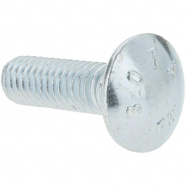 Value Collection - 3/8-16 UNC 1-1/4" Length Under Head, Standard Square Neck, Carriage Bolt - Grade 2 Steel, Zinc-Plated Finish - Makers Industrial Supply