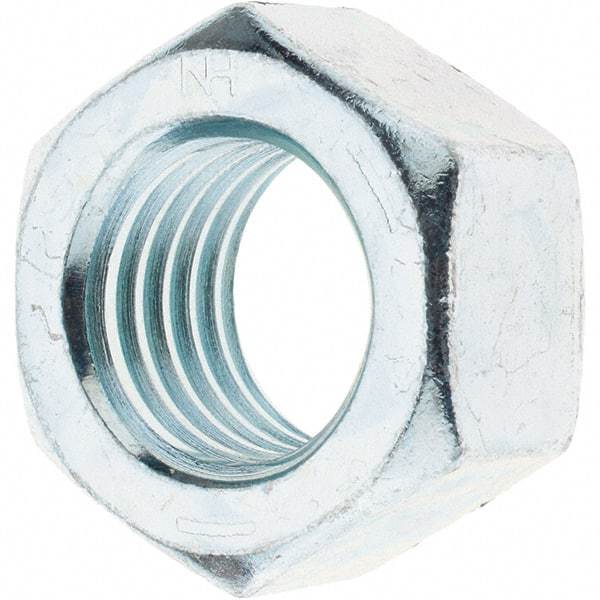 Made in USA - 1-1/8 - 7 UNC Steel Right Hand Hex Nut - 1-11/16" Across Flats, 31/32" High, Zinc Clear Finish - Makers Industrial Supply