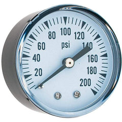 Value Collection - 2" Dial, 1/4 Thread, 0-200 Scale Range, Pressure Gauge - Center Back Connection Mount - Makers Industrial Supply