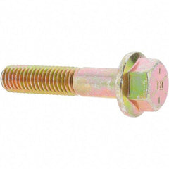 Value Collection - 1/2-13 UNC, 2-1/2" Length Under Head, Hex Drive Flange Bolt - 1-1/4" Thread Length, Grade 8 Alloy Steel, Smooth Flange, Zinc Yellow Dichromate Finish - Makers Industrial Supply