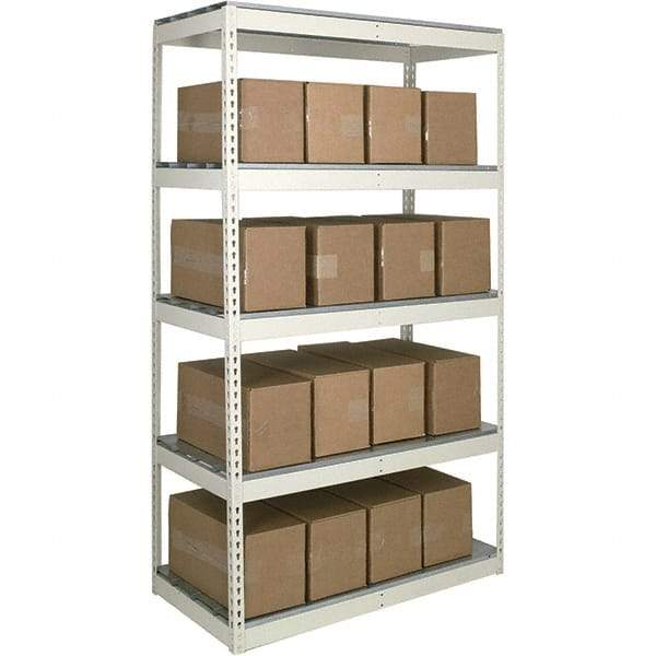 Hallowell - 5 Shelf Starter Open Steel Shelving - 1 Lb Capacity, 72" Wide x 120" High x 30" Deep, Tan - Makers Industrial Supply