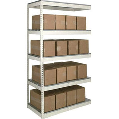 Hallowell - 5 Shelf Add-On Open Steel Shelving - 620 Lb Capacity, 96" Wide x 120" High x 36" Deep, Tan - Makers Industrial Supply