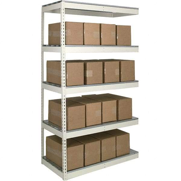 Hallowell - 5 Shelf Add-On Open Steel Shelving - 1 Lb Capacity, 72" Wide x 120" High x 36" Deep, Tan - Makers Industrial Supply