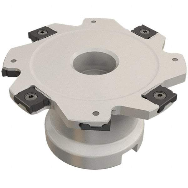 Iscar - Shell Mount B Connection, 0.236" Cutting Width, 26mm Depth of Cut, 100mm Cutter Diam, 27mm Hole Diam, 12 Tooth Indexable Slotting Cutter - FDN-LN08 Toolholder, LNET Insert, Right Hand Cutting Direction - Makers Industrial Supply