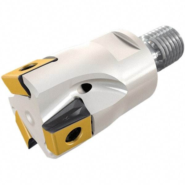 Iscar - 25mm Cut Diam, 8mm Max Depth of Cut, 28mm OAL, Indexable Square Shoulder End Mill - T490 LN.T 0804 Inserts, M12 Modular Connection, 90° Lead Angle, Through Coolant, Series FlexFit, Helitang - Makers Industrial Supply