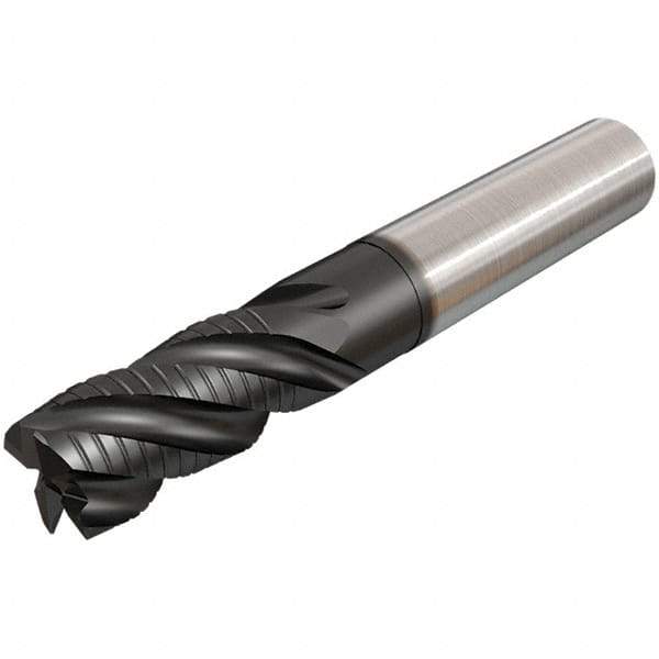 Iscar - 14mm Diam, 30mm LOC, 4 Flute Solid Carbide 45° Corner Chamfer Roughing End Mill - TiAlN Finish, 100mm OAL, 14mm Shank Diam, Single End, Extended Reach, 38° Helix - Makers Industrial Supply